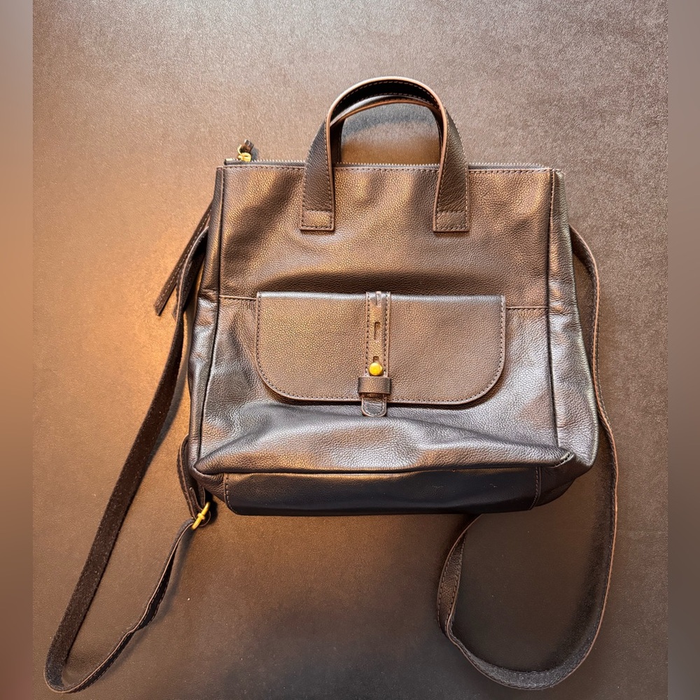 Fossil Hunter Black Leather Backpack